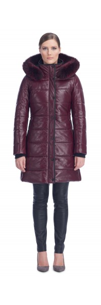 Milly Burgundy Leather Puffy Coat